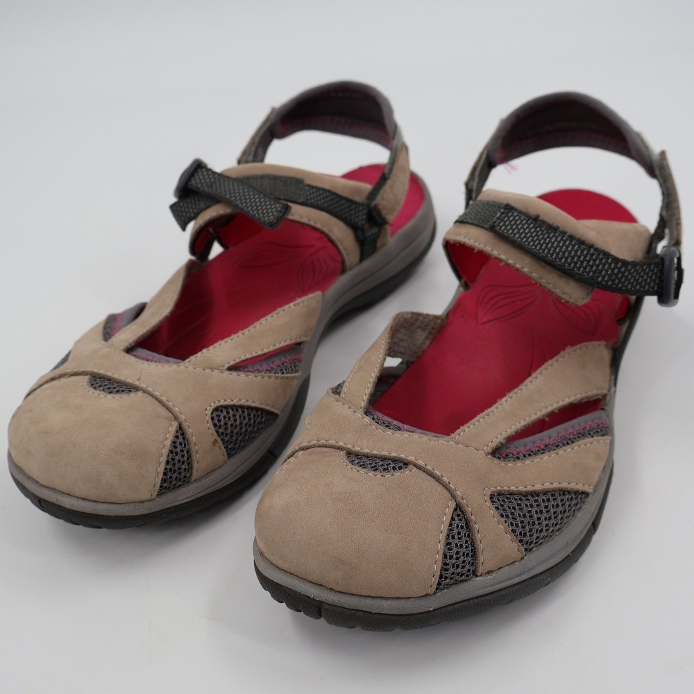 Merrell Wild Dove Hiking Sandals Womens 10 Tan Red Leather Mesh J24502 Buckle